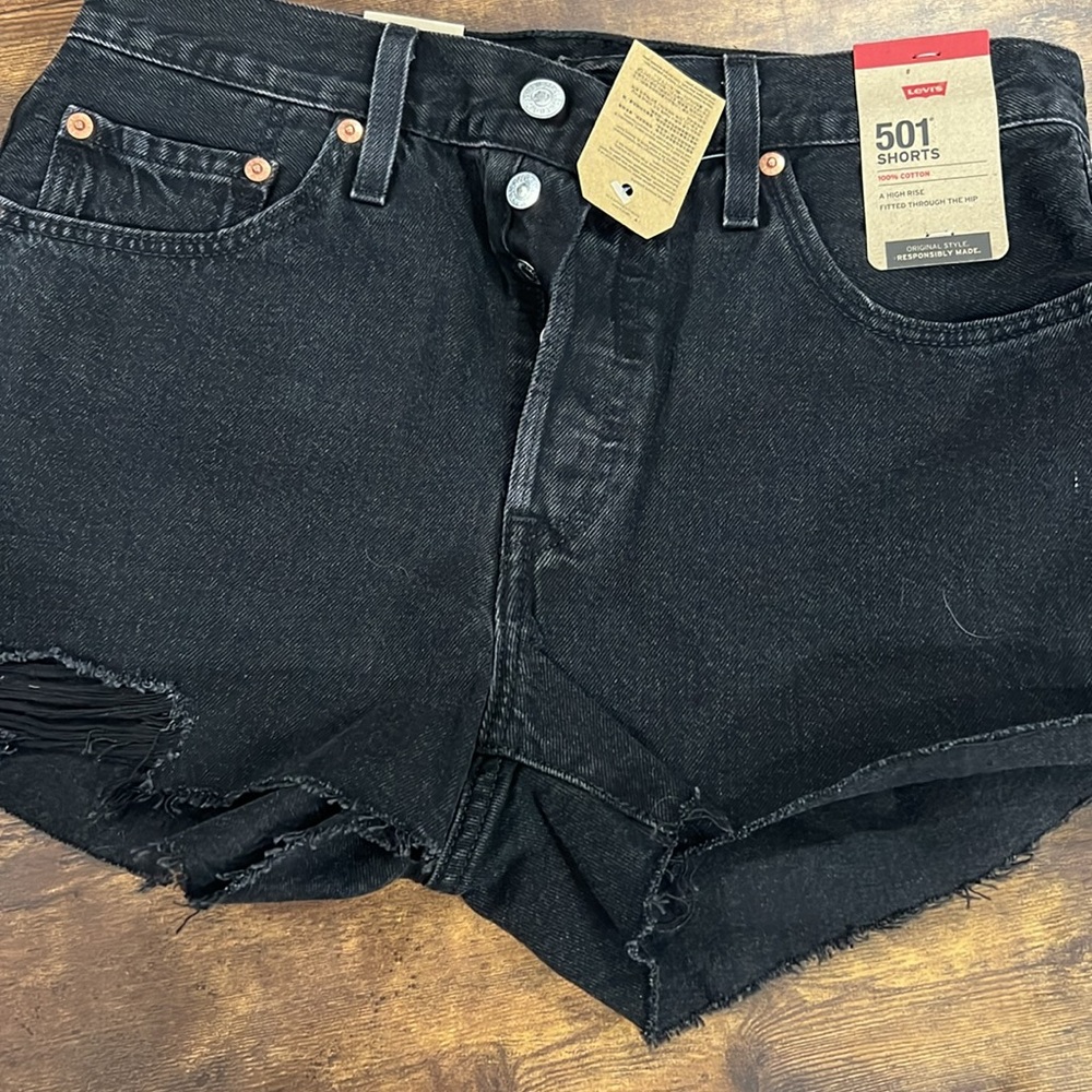 NWT Levi's 501 high rise denim shorts Black - Picture 7 of 8